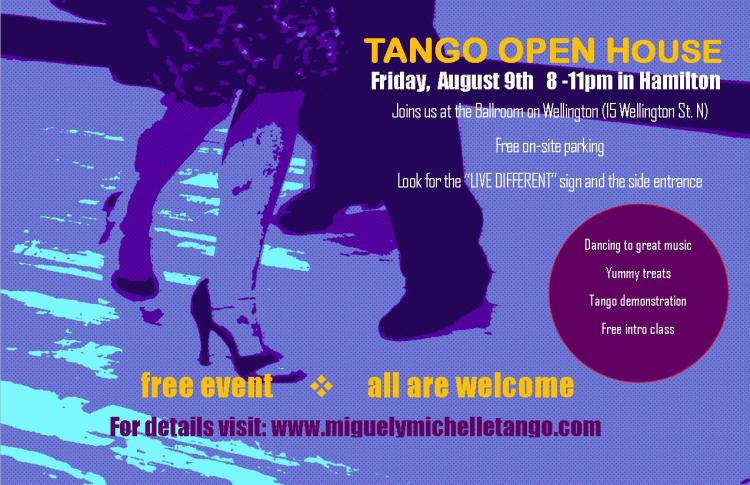 Tango open house in Hamilton August 9