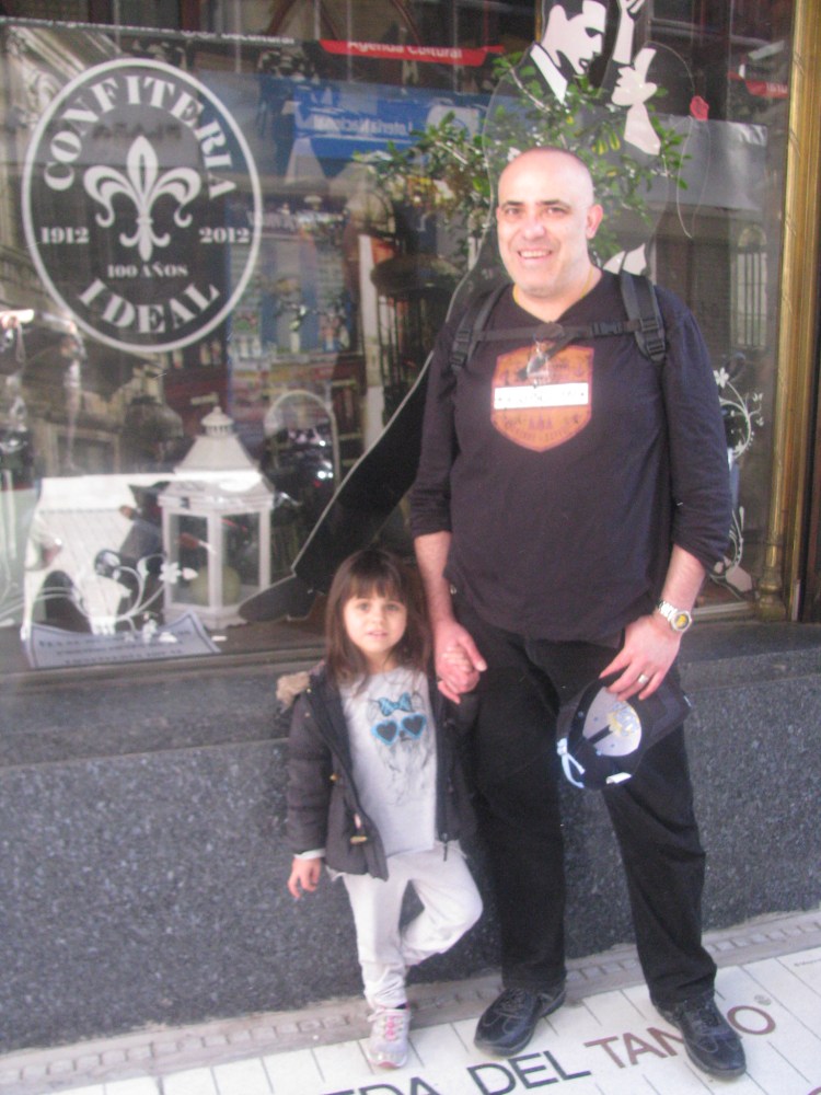 Miguel and Livia in front of the Confiteria Ideal